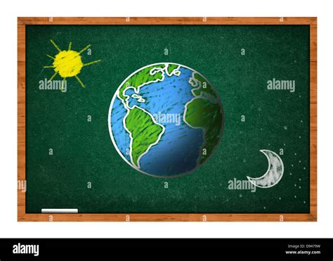 Dimensions De La Planète Terre Sur Un Tableau De Lécole Verte Jour Et