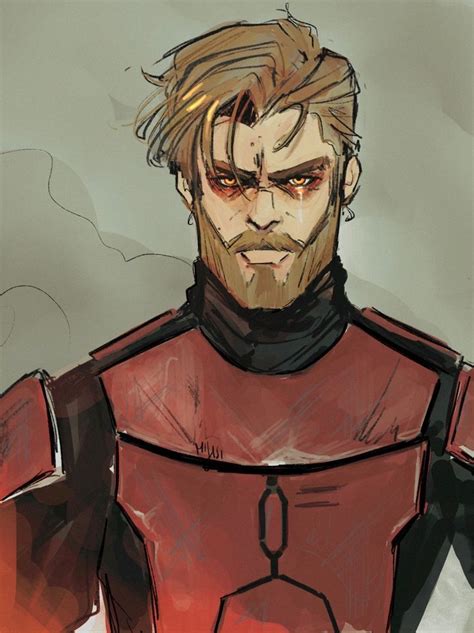 A Drawing Of A Man With Blonde Hair Wearing A Red Suit