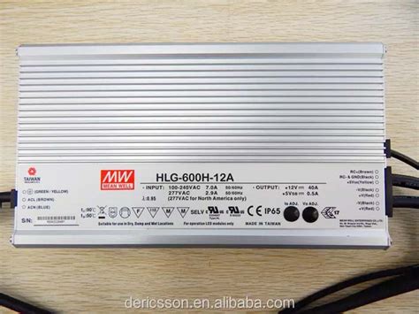 原装 Mean Well 40 W 至 600 W Hlg 系列 Hlg 600h 12a 12 V 40a Led 电源 7 年保修