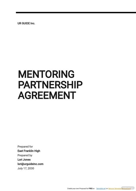 Mentoring Agreement Word Templates Design Free Download