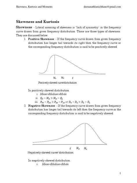 Skewness Five Number Summary Box And Whisker Plot And Kurtosis Pdf Skewness Statistical