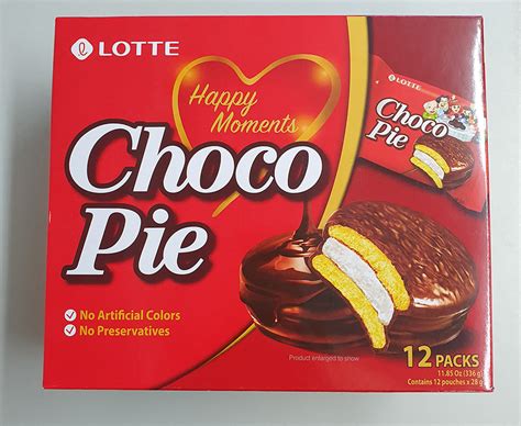 Lotte brand Choco Pie Original and Lotte brand Choco Pie Green Tea ...