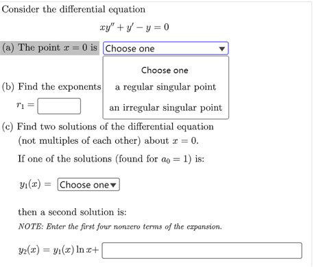 Solved Consider The Differential Equation Xy Yy A Chegg