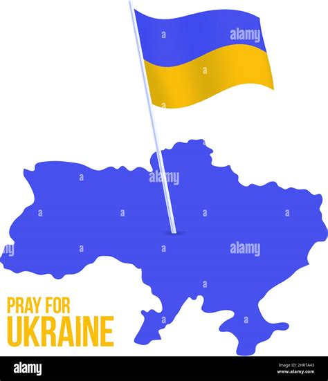 Pray For Ukraine Concept Illustration With National Flag Hand And Map