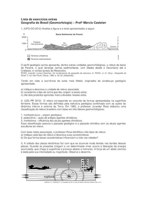 PDF Lista de exercícios extras Geografia do Brasil PDF