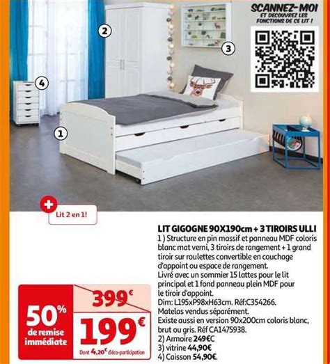 Promo Lit Gigogne X Cm Tiroirs Ulli Chez Auchan Icatalogue Fr