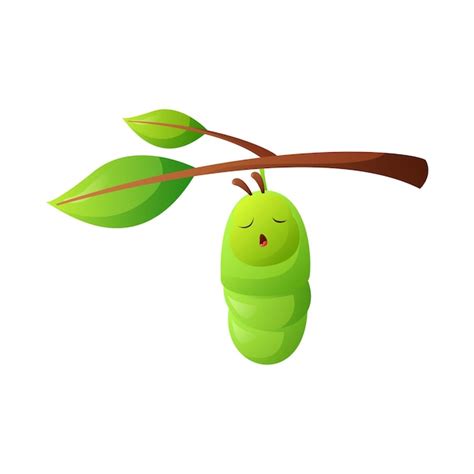 Free Vector A Cartoon Illustration Of A Caterpillar Sleeping On A Branch