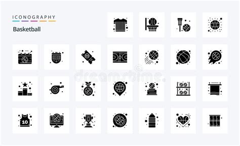 25 Basketball Solid Glyph Icon Pack Vector Icons Illustration Stock