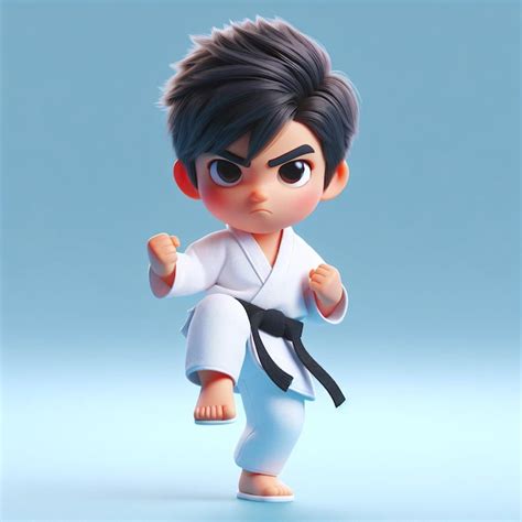 Premium Photo | A cartoon character with black hair and a black belt