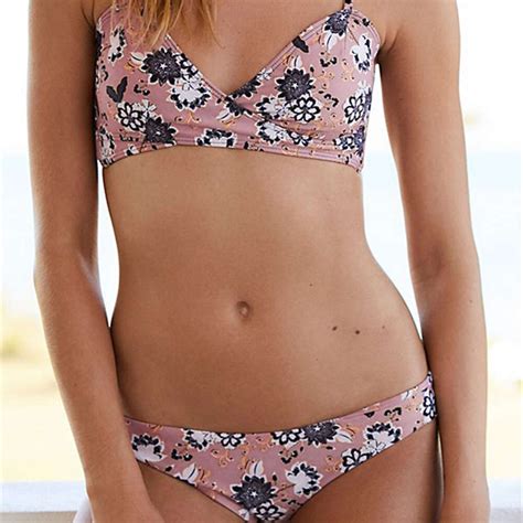 Wrap Bikini Set Women Floral Print Swimwear Push Up Swimsuit