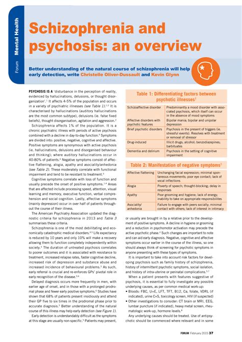 (PDF) Schizophrenia and Psychosis: an overview