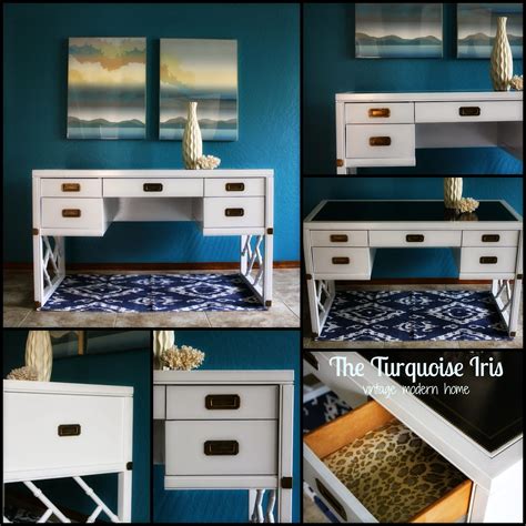 The Turquoise Iris ~ Furniture & Art: White Campaign Desk in Glossy White