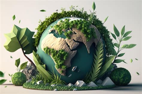 Tierra Ecológica Mundo Verde Medio Ambiente Mundial Y Concepto Del Día De La Tierra Ia