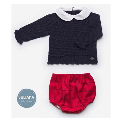 Juliana Invierno Conjunto Beb Ni O Marino Cuadros Rojos