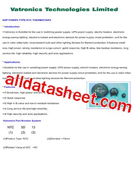 NTC15D-15 Datasheet(PDF) - Vatronics Technologies Limited