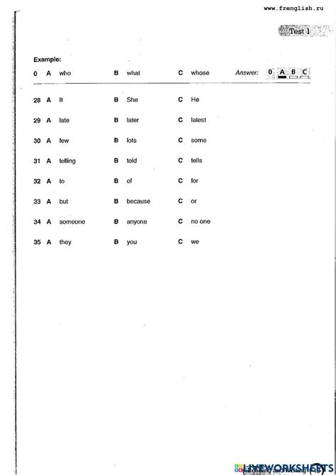 Practice Test Ket Worksheet Live Worksheets