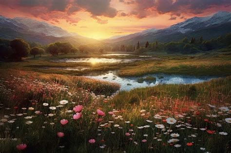 Premium AI Image | sunrise meadow