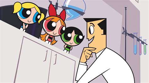 The Powerpuff Girls Blossom Bubbles And Buttercup On Top Of Cupboard