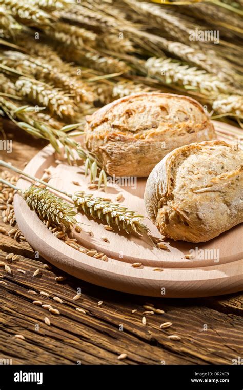 Two Healthy Buns Baked From Fresh Grain Stock Photo Alamy