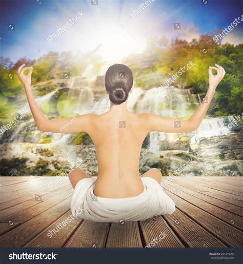 Naked Woman Doing Yoga Sitting On Stock Photo 284339993 Shutterstock