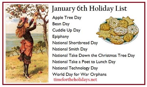 January 6th Holiday List Apple Tree Day Bean Day Cuddle Up Day Epiphany ...