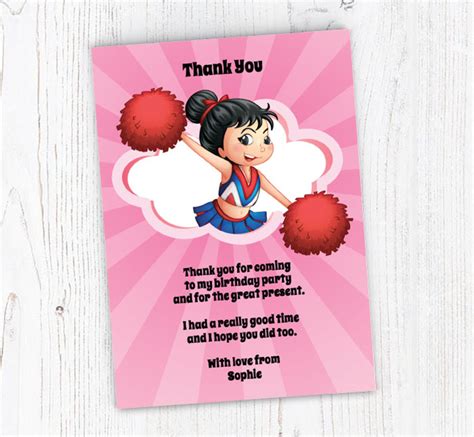 Cheerleading Thank You Cards Personalise Online Plus Free Envelopes