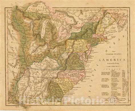 Historic Map The United States Of America Confirmed By Treaty 1783