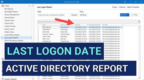 Get Last Logon Date For All Active Directory Users Youtube