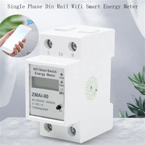 W Ac V Single Phase Din Rail Wifi Smart Energy Meter Power