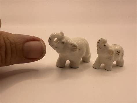 Vintage Elephant Miniature Figurines Porcelain Made In Japan Gold