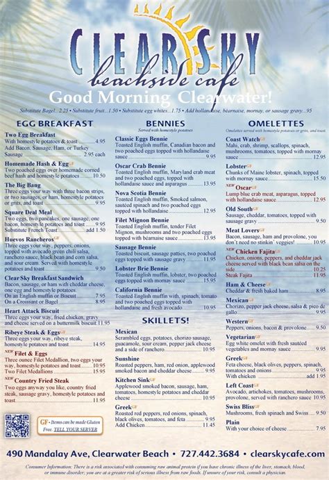 Breakfast Menu – Clear Sky Beachside Cafe