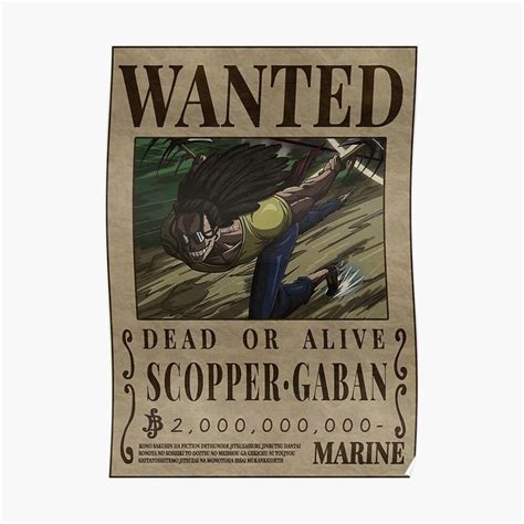 "Scopper Gaban Bounty One Piece Left Hand Wanted Poster" Poster for ...