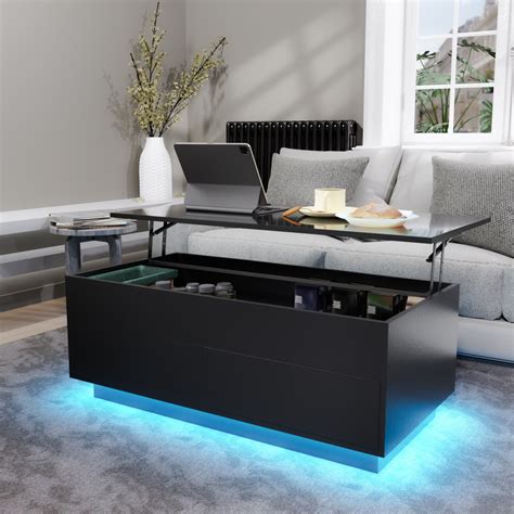 Wade Logan Aviad Lift Top Coffee Table With Multifunctional Rgb Led