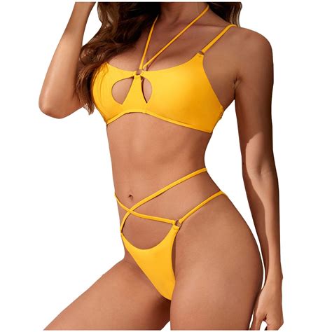 Summer Saving Clearance Bxsruta Womens Bikini Sets Criss Cross Halter