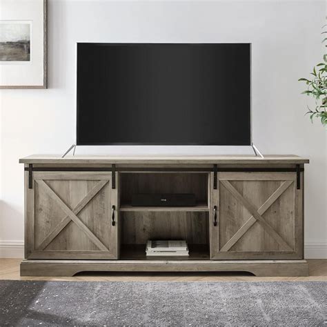 70 Sliding Barn Door Tv Console Reclaimed Barnwood 15 X 70 In 2021