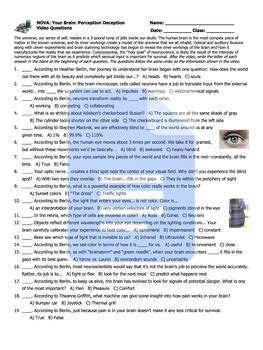 NOVA Your Brain Perception Deception Video Questions Worksheet Google Doc