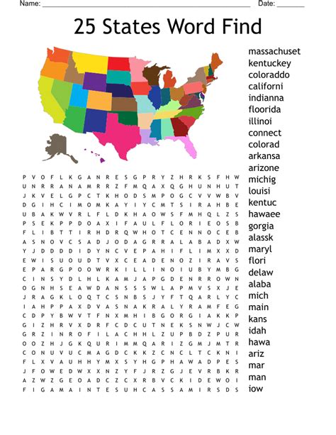Printable State Word Searches