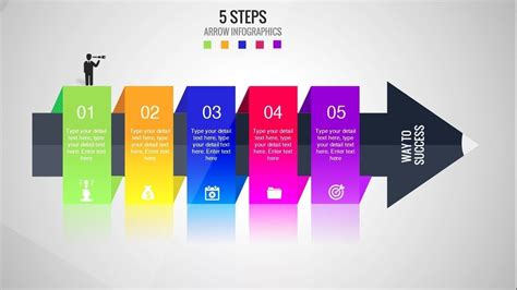 5 Steps Arrow Infographics Template For Powerpoint Timelines Stages