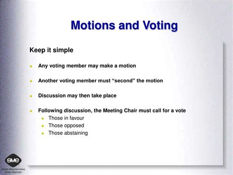 Ppt The Basics Of Using Roberts Rules Of Order For Sme Meetings