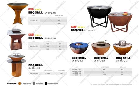 Outdoor Furniture Corten Steel Round Bbq Grill Corten Steel Fire Pit