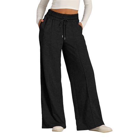 Ehtmsak Women Wide Leg Sweatpants Elastic Waist Straight Leg Sweatpants