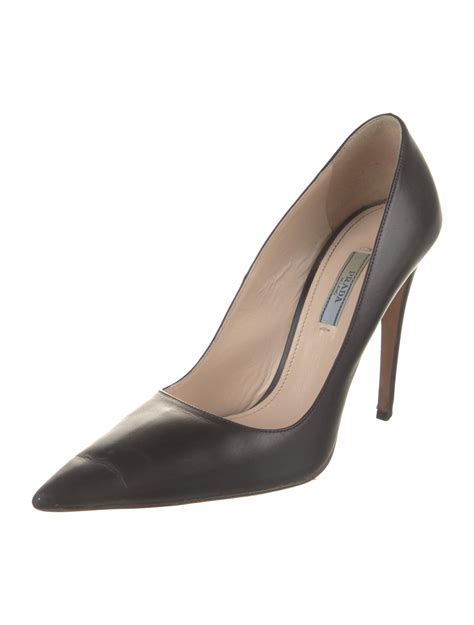 Prada Patent Leather Peep Toe Pumps Black Pumps Shoes PRA153025