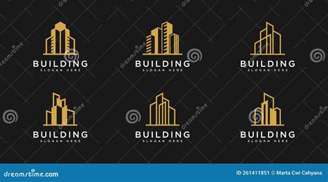 Set Of Building Logo Design Template Stock Vector Illustration Of