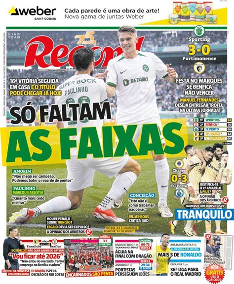 Fora de jogo Capas A vitória do Sporting em grande destaque Ainda o