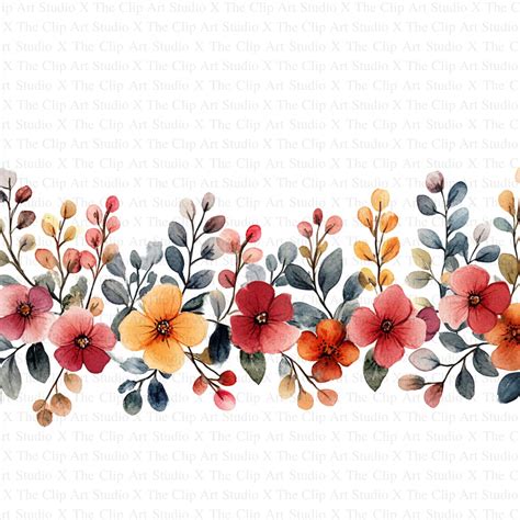 flower border clipart  high quality jpgs digital  card