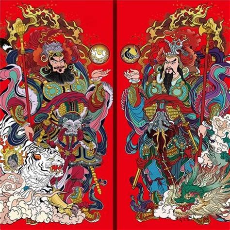 現貨速發🐉鎮宅🐉門神貼畫2024龍年新春春節過新年霸氣創意國潮手繪2米特門貼年畫 春聯新年吉祥喜氣 門神貼 龍年佈置 蝦皮購物