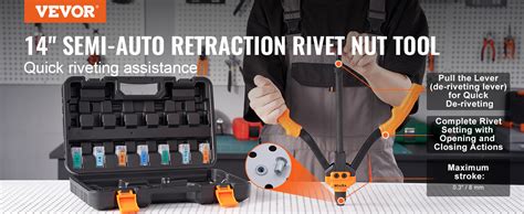 VEVOR VEVOR Rivet Nut Tool 14 Rivnut Tool Kit With 7 PCS Metric And