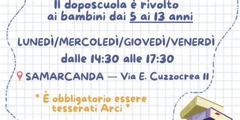 Doposcuola Gratuito Arci Samarcanda Reggio Calabria