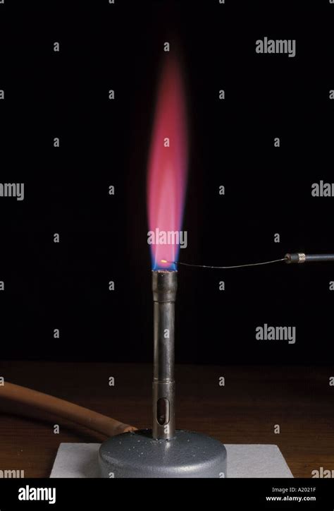 Strontium Flame Test Showing A Bright Crimson Red Color Flame