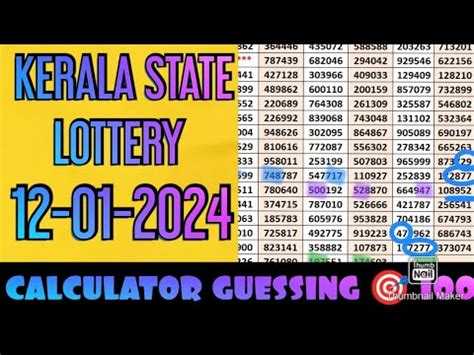 12 01 2024 KERALA STATE LOTTERY CALCULATOR GUESSING WINNING NUMBER